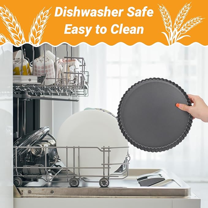 Beasea Tart Pan 9 Inch Removable Bottom, Non Stick Tart Pan with Removable Bottom Round Pie Pan for Baking