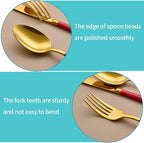 20-Piece Gold and Red Silverware Set for 4, 18/0 Stainless Steel Flatware Cutlery Utensils Set, Include Dinner Knives,Dinner Forks,Dinner Spoons,Salad Forks,Teaspoons,Dishwasher Safe…, ZT-2223