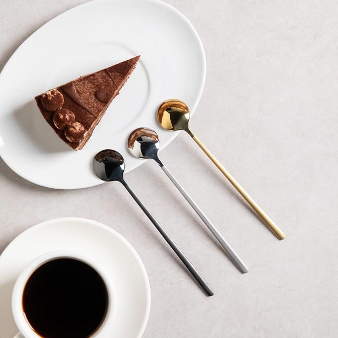 6.7 Inches Coffee Spoons, 18/8 Stainless Steel Espresso Spoons, 6 PCS Vogue Mini Tea Spoons, Cappuccino Stirring Spoons, Small Spoons for Dessert, Ice Cream, Frosted Handle,Sweejar(Gold)