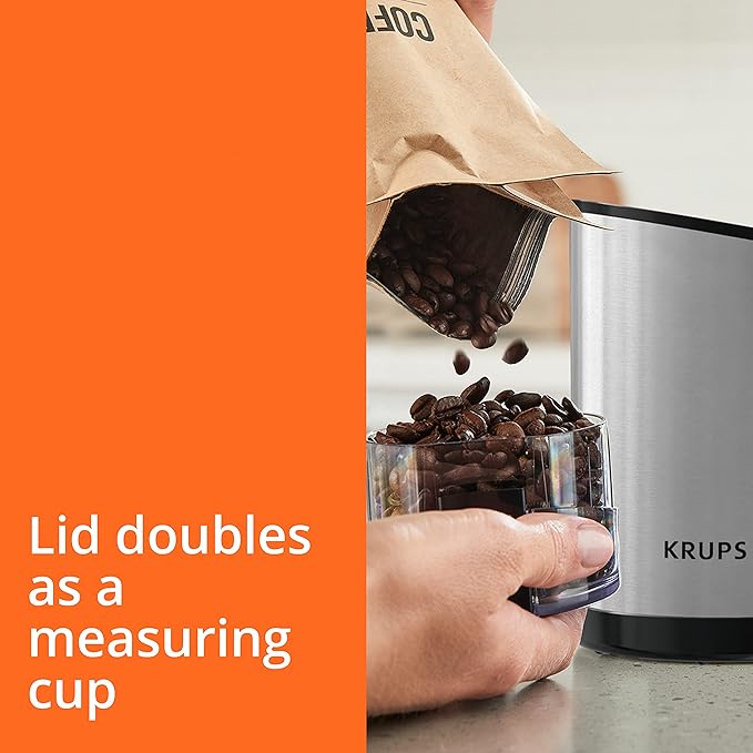 KRUPS Electric Coffee Grinder: 3 oz Capacity, 200 Watts - Versatile for Beans, Spices, Nuts - One-Touch Operation, Customizable Grind for 12 Cups - Ideal for Espresso, French Press