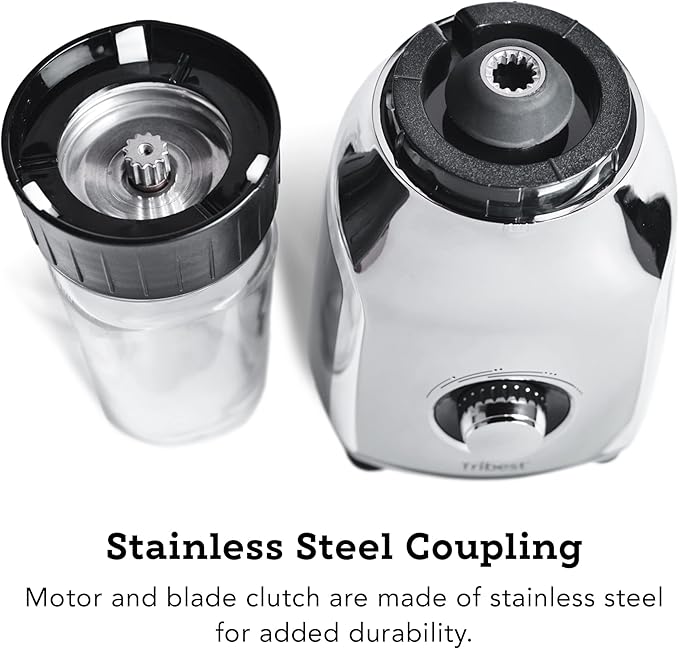 Tribest PBG-5050-A Portable Blender for Shakes and Smoothies with Glass Blender Cups, Chrome