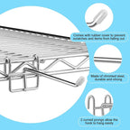 4 Pcs Accessory Hooks for Wire Shelving with Rubber Cover Heavy Duty Metal Hooks for Hanging Kitchen Utensils Wire Shelf Accessories Room Organization (Silver)