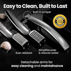No Peeling Required Garlic Press Stainless Steel with Two Detachable Handles for Coarse&Fine Mincing-Premium Garlic Mincer Tool, Easy to Clean, Dishwasher Safe Garlic Crusher with Lifetime Replacement