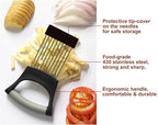 Onion Holder for Slicing Onion Slice Holder Kitchen Chopper Assistant Tool,Vegetable Cutter with Protective Cover for Tomato,Lemon,Potato,Egg,Food Slice Assistant,Home Kitchen Tool (Black & Gray)