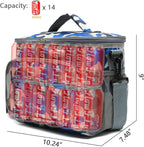 FlowFly Insulated Reusable Lunch Bag Adult Large Lunch Box for Women and Men with Adjustable Shoulder Strap,Front Zipper Pocket and Dual Large Mesh Side Pockets,BlueCamo