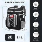 Maelstrom Backpack Cooler,Soft Lightweight Leakproof Cooler Backpack,35 Can Insulated Cooler Bag,Keeps 35 Cans Hot/Cold for Up to 16 Hours,Waterproof Lunch Bag for Men Women-Black