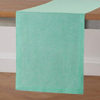 Solino Home Linen Table Runner 90 Inches Long - Athena, 100% Pure Linen Chambray Aqua Dining Table Runner 14 x 90 Inch for Summer