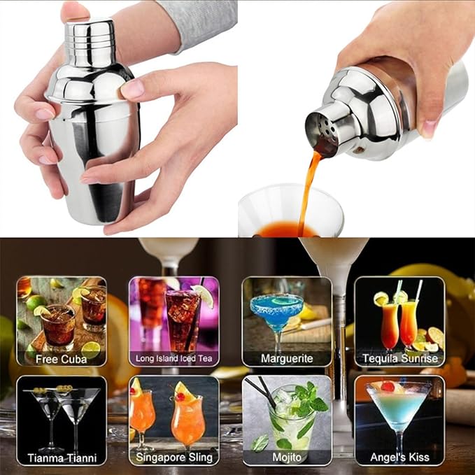 12oz Cocktail Shaker Small Single Bar Shakers Bartending Stainless Steel Espresso Shaker for Martini Margarita Alcohol Liquor Drink Mixer