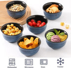 MEKY 20oz Soup Bowls, Stackable and Durable Ceramic Bowls for Kitchen, Elegant Perfect for Pasta, Cereal,Oatmeal, Rice, and Ice Cream, Microwave & Dishwasher Safe,Set of 6, Blue
