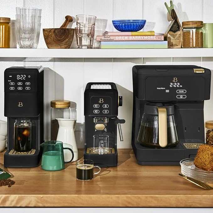 Beautiful Multi-Brew Coffee Maker – 12-Cup Carafe & Single-Serve Pod or Grounds, Iced Coffee Mode, Programmable Touch Display, Includes Filters (Black Sesame)