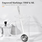 Long Handle Coffee Scoop: 8.6 Inch 18/8 Stainless Steel 2 Tablespoon Metal Measuring Spoon Tbsp Scoop for Coffee Beans, Grounds Coffee, Coffee Powder, Tea, Tall Jars (2Tbsp/30ml)