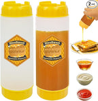 Honey jar 18 oz honey dispenser no drip for double ended squeeze syrup dispenser for home kitchen - 2 pack