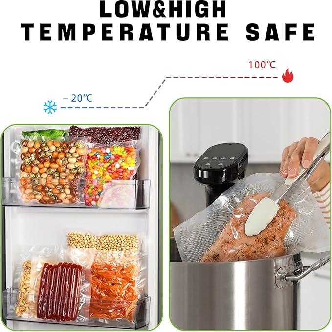 Vacuum Sealer Bags for Food,11"x20'(3 Rolls) and 8"x20'(3 Rolls) Commercial Grade Vacuum Seal Roll Bags,Food Saver Bags for Sous Vide Cooking,Meal Prep and Food Storage,BPA Free