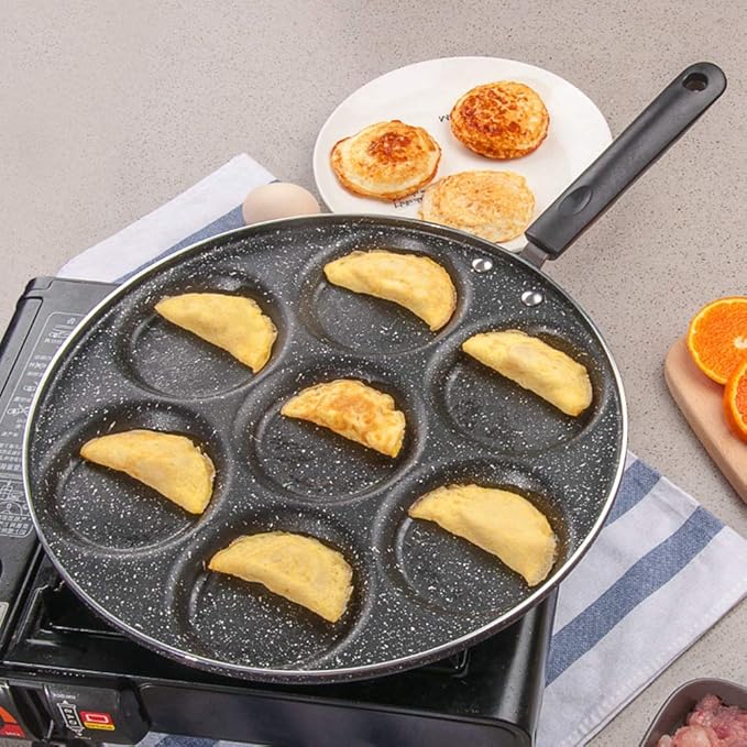 LAVEN Egg Frying Pan, 7-Grid Multi Egg Cooking Pan, Non Sticking Plett Pan for Restaurant, Hotel Household Kitchen Use