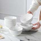 MALACASA 26 oz Porcelain Soup Bowls, White Ceramic Cereal Bowls for Kitchen 6 inch Bowls Set of 6 for Oatmeal Salad Fruit Rice Dishwasher and Microwave Safe, Series Regular