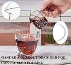 Ackers Etching Scale Measuring Glass -[Insulated handle | V-Shaped Spout]-Made of High Borosilicate Glass Measuring for Kitchen or Restaurant, Easy to Read, 60 ML (2 Oz) 丨(2 Pack)