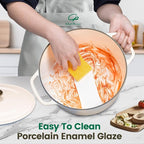 Chef Power Dutch Oven Pot with Lid 6QT, Enameled Cast Iron Dutch Oven for Bread Baking, Braising, Stews, Roasting, Oven Safe Dutch Ovens, Cream White