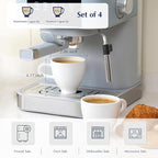 Minh Long Porcelain Espresso Cups Set of 4, 4 OZ Ceramic Espresso Coffee Cup Set, Cappuccino Cups Set, Espresso Mugs Set, Demitasse Cups, White Espresso Cups Decorations, Gift for Mom Dad Coffee Lover