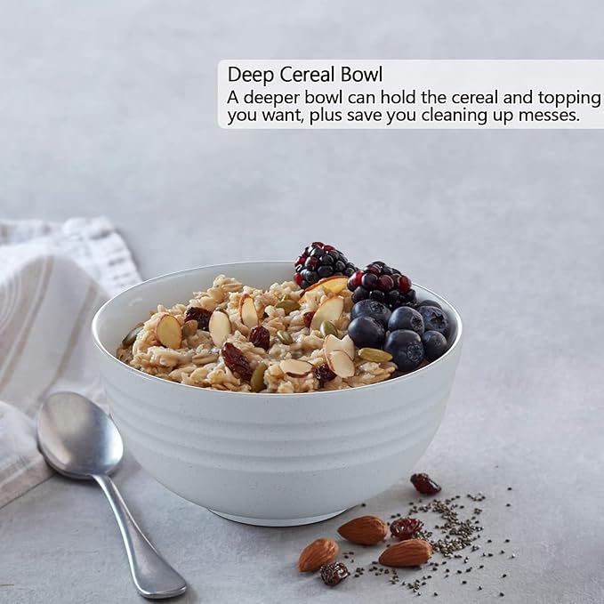 Homestockplus Unbreakable Cereal Bowls 25 OZ Microwave and Dishwasher Safe BPA-Free Eco-Friendly Wheat Straw Bowl Assorted Color Dessert Bowls for Serving Soup, Oatmeal, Pasta and Salad [Set of 6]