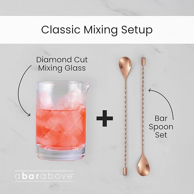 A Bar Above Cocktail Mixing Glass, Classic Style Crystal Stirring Pitcher, Thick Weighted Base for Stable Stirring, 18 Oz Drink Mixer, Bar Accessories, Ideal for Craft Cocktails at Home or Bars