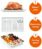 Serving Tray Platter, 6 Pcs Food Tray for Veggie Fruit Snack Dessert Cookie Cheese, Food Trays for Party Supplies Display, Plastic Platters for Serving Food, Large White Trays, BPA Free