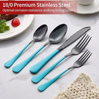 20-Piece Lake Blue Stainless Steel Silverware Set - 18/0 Cutlery, Dinner Knives, Forks, Spoons - Dishwasher Safe