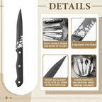 Black Gothic Silverware Set for 12, 72 Pcs Royal Silverware Flatware Set with Black Spoons Forks Knives, Stainless Steel Mirror Vintage Utensil, Dishwasher Safe