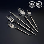 20 Piece Luxury Silverware Set for 4 Black Mirror-Polished 18/10 Stainless Steel Heavy Flatware Set Modern Cutlery Set Knife/Fork/Spoon with Gifts for Home & Restaurant