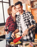 Cooking Spoon for Nonstick Cookwares, Great for Cooking and Serving Sturdy BPA-Free Matte Silicone, Wood Handle Spoon for Mixing, Scoop, and Scrape (RED)