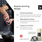 LARS NYSØM Salt and Pepper Grinder Set I Salt and Pepper Mills with Adjustable Ceramic Grinder 2 pieces I Manual Design Spice Mill Set (Almond Beige)