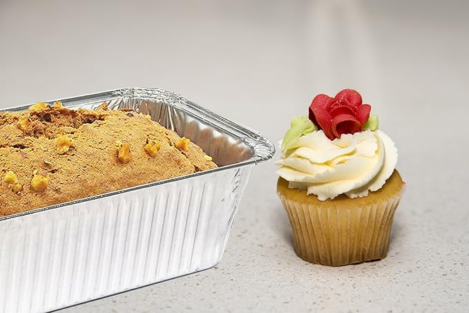 Disposable Loaf Pans with Lids, 50 Pack, 8.5x4.5" Bread Pans, Food Storage Containers, Heavy-duty 2lb Aluminum Loaf Pans, Pastry Boxes, Perfect for Baking Storing and Street Treats Takeout