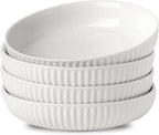 Hasense 8 Inch Pasta Bowls, 30 oz Ceramic Dinner Bowls Set of 4, Bowl Plates for Kitchen, Salad, Large Serving Bowl for Wedding & Housewarming Gift, Modern Bowls Microwave & Dishwasher Safe, White