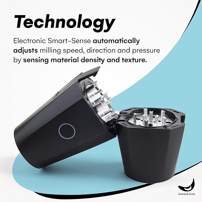 Banana Bros - OTTO Electric Smart Spice Grinder - Automatic Herb Grinder with Smart Technology - Rechargeable via USB - Portable Milling for Dry Herbs and Spices - Black - No Carrying Case