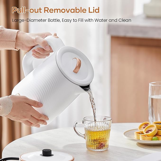 OLEGA Electric Kettle - 1500W Electric Tea Kettle 1.8L Stainless Steel Inner Electric Kettles for Boiling Water Auto Shut Off Boil-Dry Protection Electric Water Kettle for Coffee Tea White