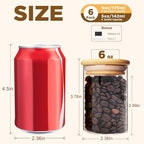 6oz Glass Food Storage Jars, Glass Jars with Bamboo Lids, Kitchen Storage Jars, Set of 12, Canisters with Airtight Lids for Spice, Coffee, Cookie, Pantry Organizers