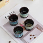 Espresso Cups Set of 2, Ceramic Espresso Cups, Expresso Shots Cups, 2.5oz Tea Cups, Demitasse Cups (4, full magic/full magic blue)