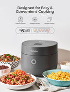 CUCKOO Rice Cooker 6 Cup Uncooked / 12 Cup Cooked, Modern Fuzzy Logic Rice Cooker Small with Delay Timer & Keep Warm Setting, Versatile Food Steamer for Cooking, Non-Stick Inner Pot, Gray (CR-0675FG)