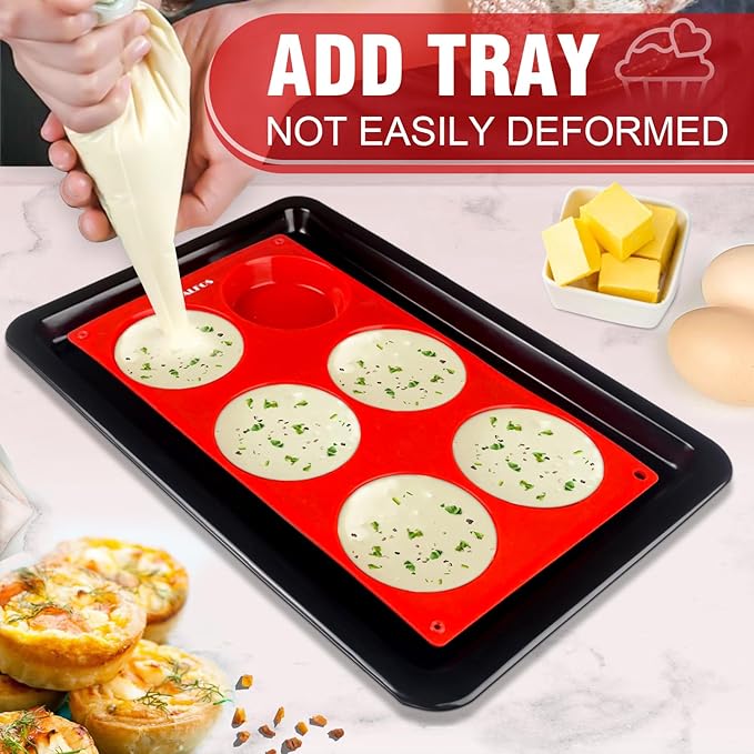 Walfos Silicone Whoopie Pie Baking Pans, Non-Stick Muffin Top Pan Set of 4. Food Grade and BPA Free Silicone,Perfect for Muffin, Eggs, Tarts and More, Dishwasher Safe