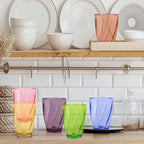 Topsky 12-ounce Plastic Water Tumblers | Set of 4 Transparent Unbreakable Drinking Glasses Clear Acrylic Reusable Juice Wine Cups for Home Picnic Party, Dishwasher Safe,Stackable