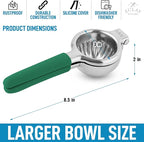 Zulay Lemon Squeezer Stainless Steel with Premium Heavy Duty Solid Metal Squeezer Bowl and Food Grade Silicone Handles - Large Manual Citrus Press Juicer and Lime Squeezer Stainless Steel (Green)