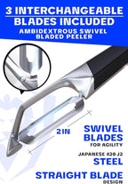 DALSTRONG Razor VX - I Straight Peeler - High Carbon Stainless Steel - Non Slip G10 Handle - Fine, Serrated & Julienne Blades Set - Premium Vegetable, Fruit, Potato Peeler for Kitchen