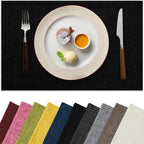 Placemats Set of 4, Bilayer Thickened Linen Place Mats Heat Resistant Machine Washable Wrinkle Free Carefully Selected Polyester Mats for Kitchen/Dining/Coffee Table (Black)