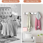 VAEHOLD 1PACK Hat and Coat Wall Mount Rack - 4 Hooks for Robes, Bags, Keys, and Towels - Bathroom Towel Hanger Organizer -Silvery