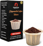 100 Count Fanativita K Cup Coffee Filters Disposable for Keurig Single Cup, Compatible with All Reusable K Cups (Unbleached)