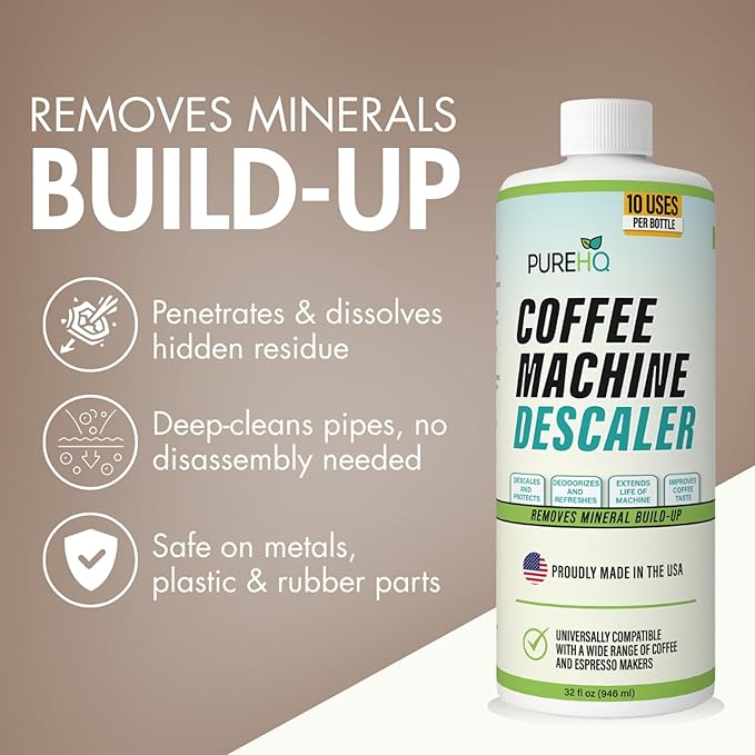 Coffee Machine Descaler - 10 Uses - Keurig Descaling Solution - Universal Descaler for Keurig, Nespresso, Delonghi, Breville, Ninja and All Single Use Coffee and Espresso Machines - Made in USA