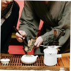 Ceramic Milk Pot with Wooden Handle 350Ml Mini Butter Warmer for Sauces Cream and Milk Ideal for Home Use