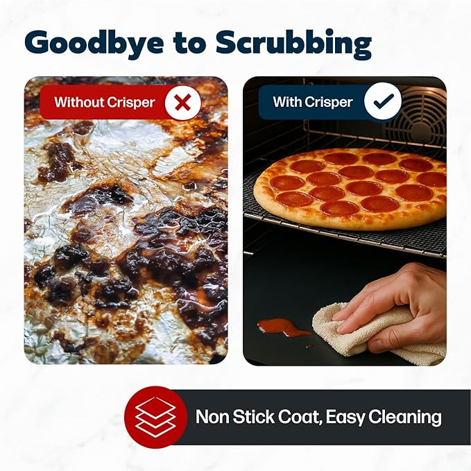 Cooks Innovations Toaster Oven Non Stick Liner & Crisper Set - Get Crispy Food Every Time - Easy Clean Up - Premium Crisping Sheet with Nonstick Oven Liner for Toaster Oven (9 x 11)