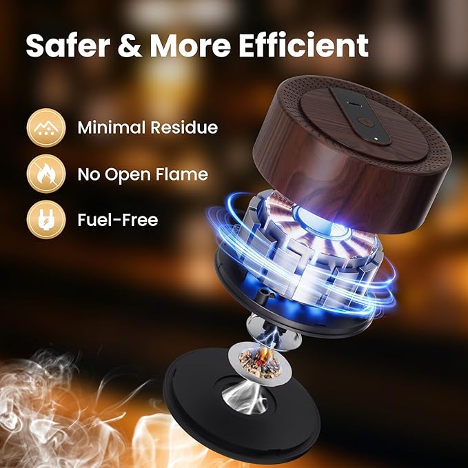 Vintage Electric Whiskey Smoker Kit with 8 Wood Chip Flavors – Rechargeable Whiskey Smoker with Built-in Ignition, Fuel-Free – For Men, Dad, Husband on Special Occasions – Wood Grain Design