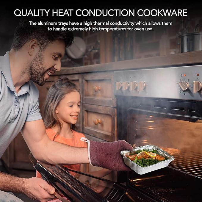 Stock Your Home 2 Lb Small Aluminum Pans with Lids (50 Pack) Foil Pans + Clear Plastic Lids, Disposable Cookware, Takeout Trays with Lids - To Go Disposable Food Containers for Restaurants & Catering