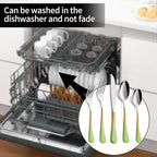 20-Pieces Color Silverware Sets for 4,Green and Orange Handle Stainless Steel Cutlery Set, Include Forks Spoons and Knives Set, Dishwasher Safe Utensil Sets for Home Restaurant